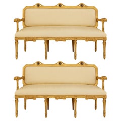 pair of Roman 18th century Louis XVI Period Giltwood settees