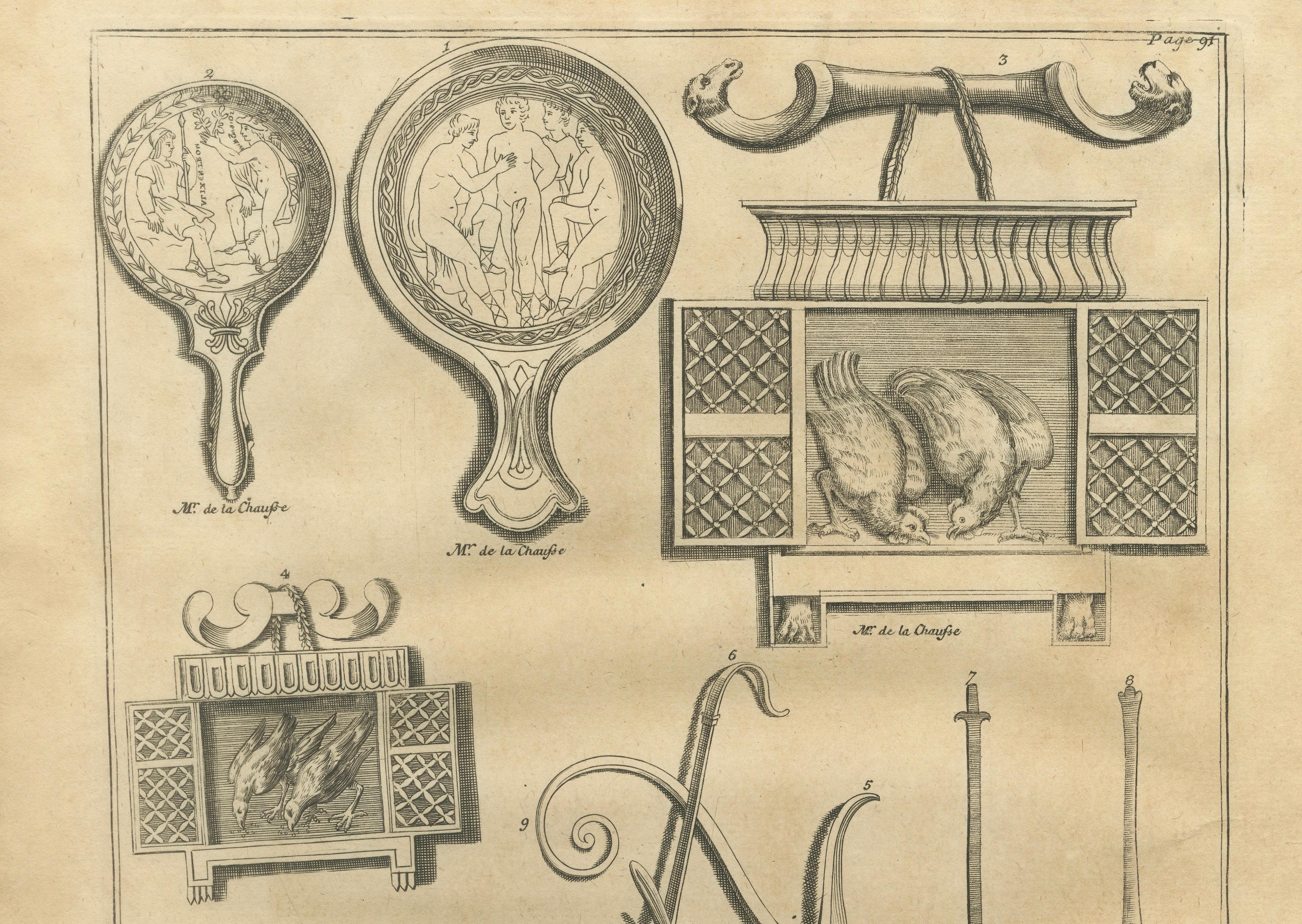 Pair of Roman Antiquities & Classical Bronze Objects Engravings, 1721