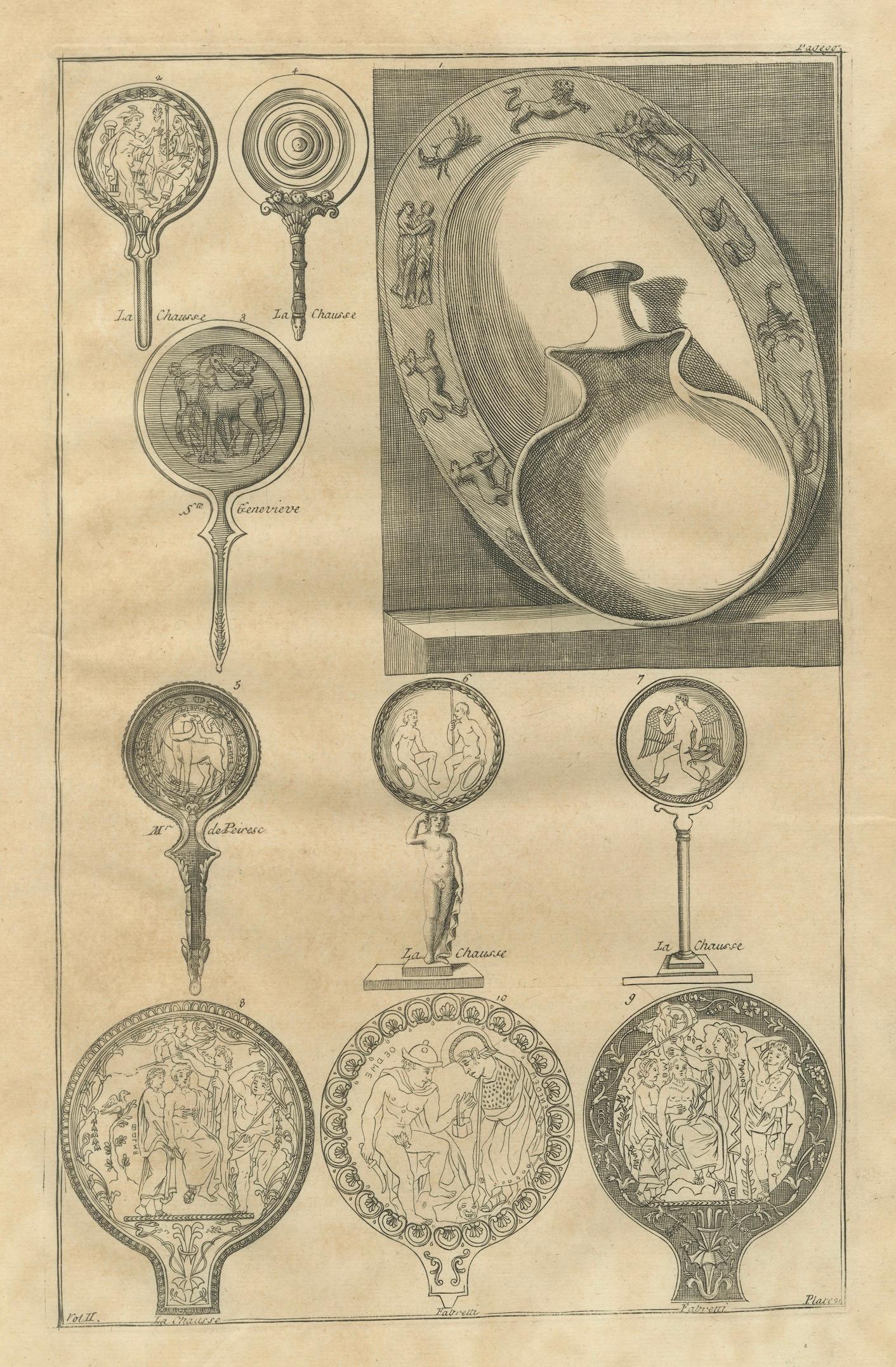 Pair of Roman Antiquities & Classical Bronze Objects Engravings, 1721