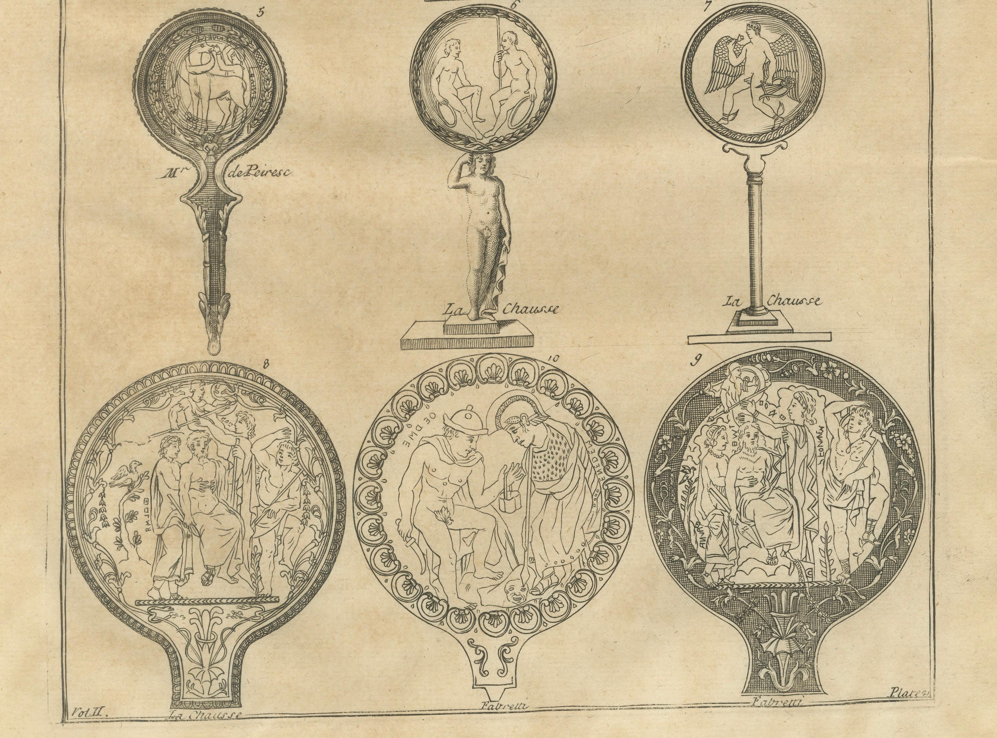 Pair of Roman Antiquities & Classical Bronze Objects Engravings, 1721