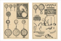 Pareja de grabados de antigüedades romanas y objetos clásicos de bronce, 1721