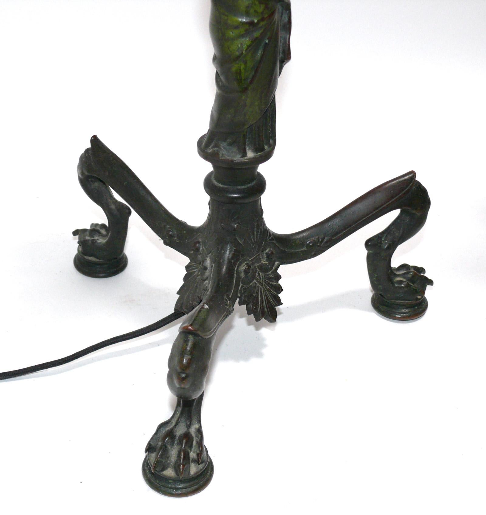 French Pair of Roman Bronze Neoclassical Lamps For Sale