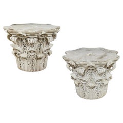 Pareja de capiteles romanos de mármol de Carrara (se venden por separado)
