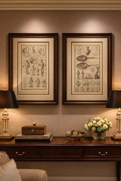 Pair of Roman Classical Sculpture Engravings, Montfaucon Antiquity, c.1721