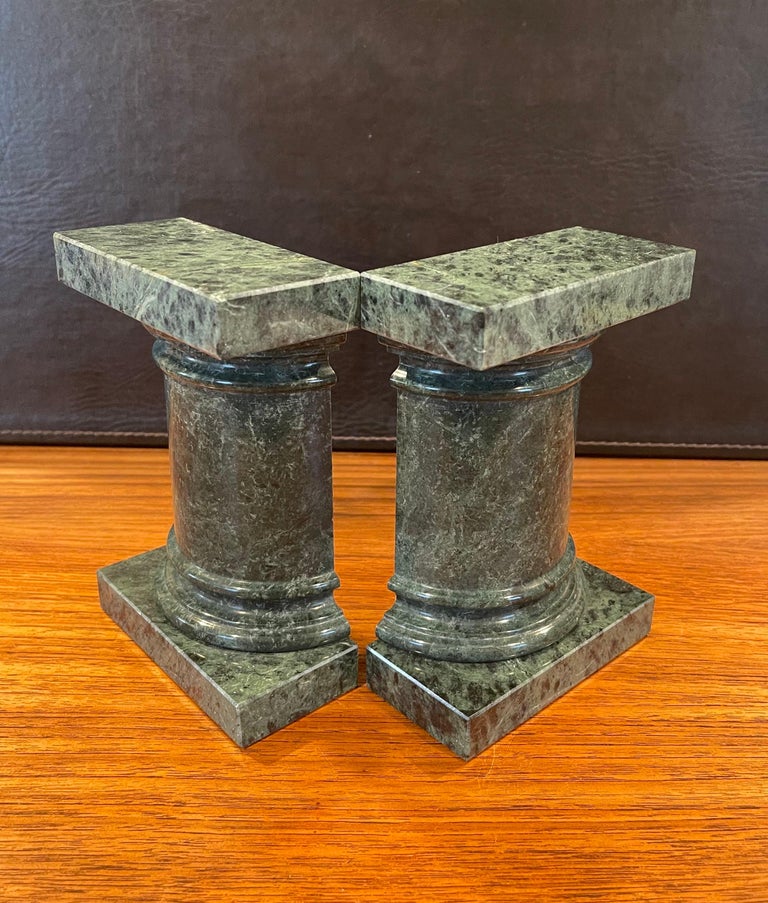 Pair of Roman Column Marble Bookends For Sale at 1stDibs