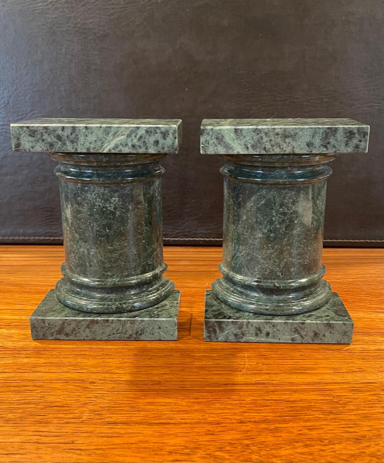 Pair of Roman Column Marble Bookends For Sale at 1stDibs