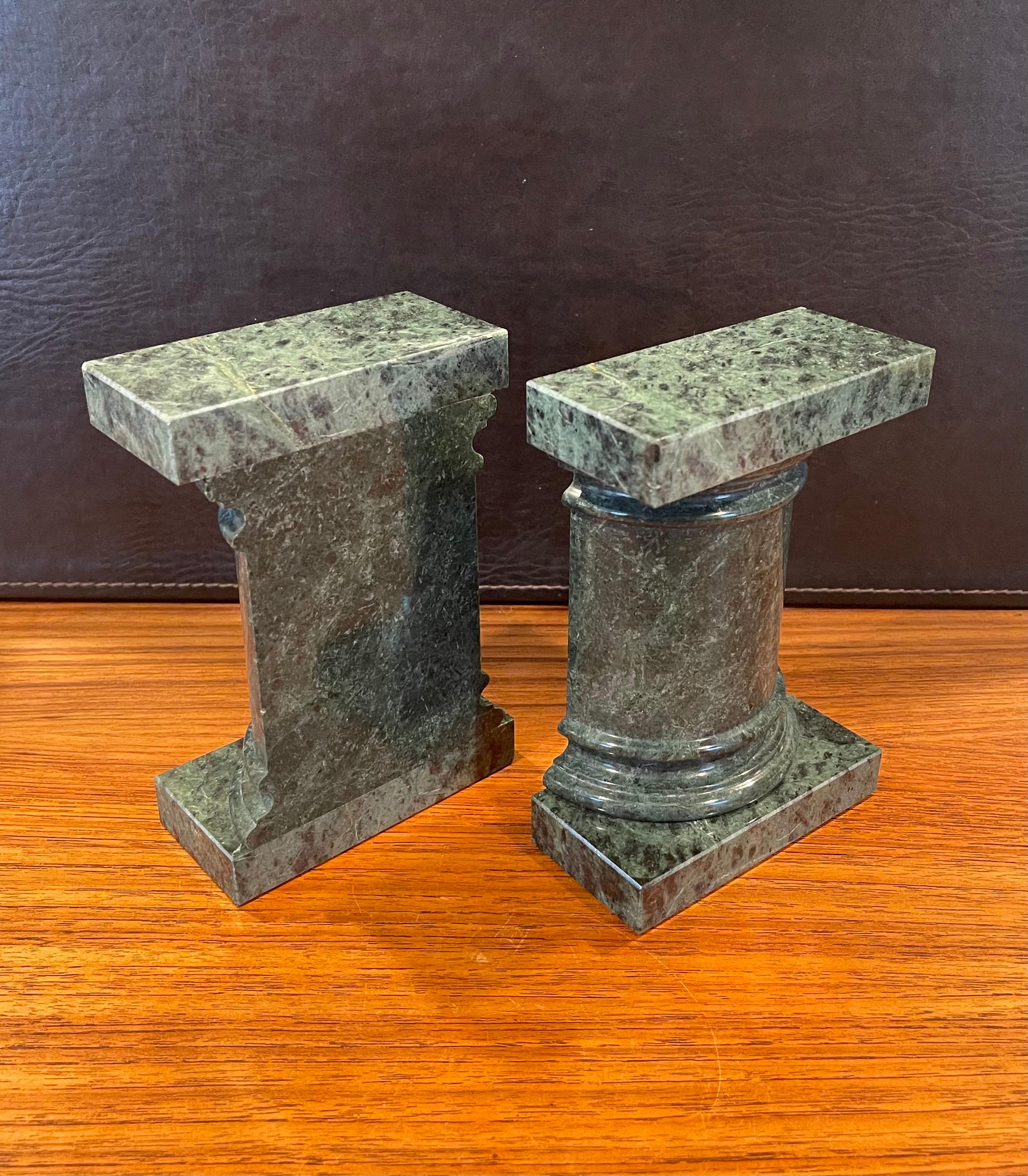 Italian Pair of Roman Column Marble Bookends For Sale