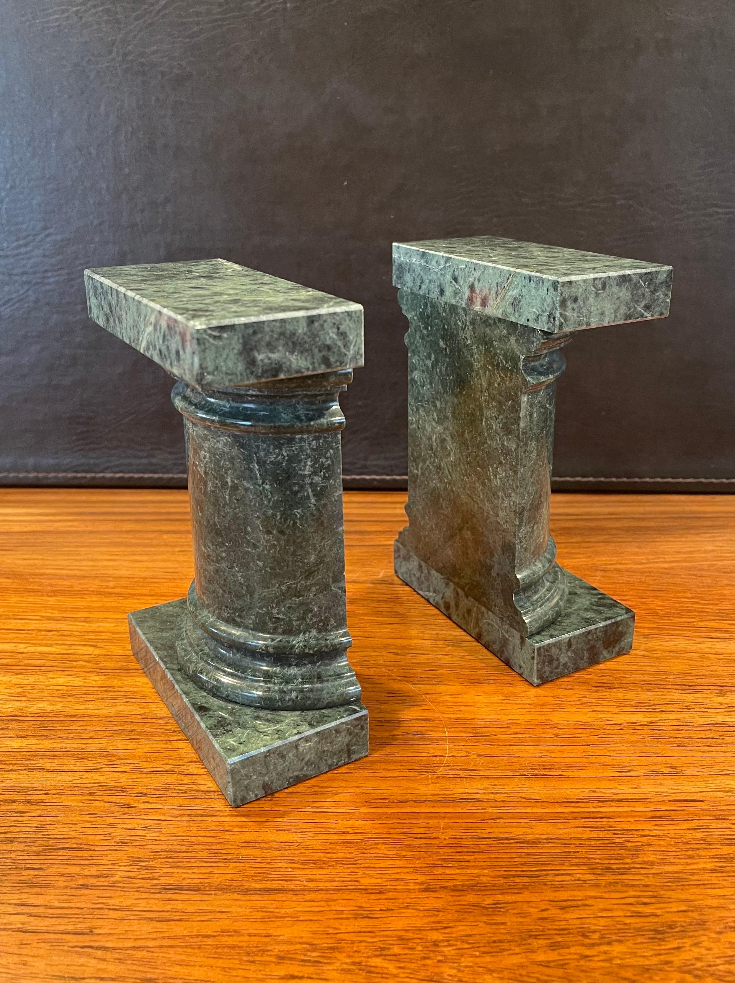 Pair of Roman Column Marble Bookends In Good Condition For Sale In San Diego, CA