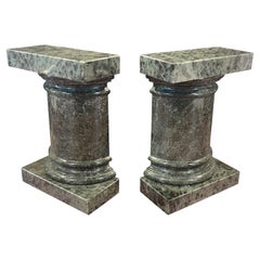 Pair of Roman Column Marble Bookends