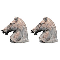 Pair of Roman Horse in Terracotta,  20th Century