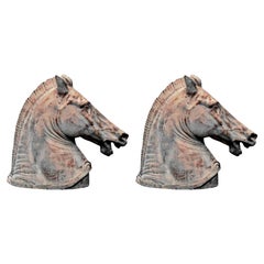Pair of Roman Horse in Terracotta,  20th Century