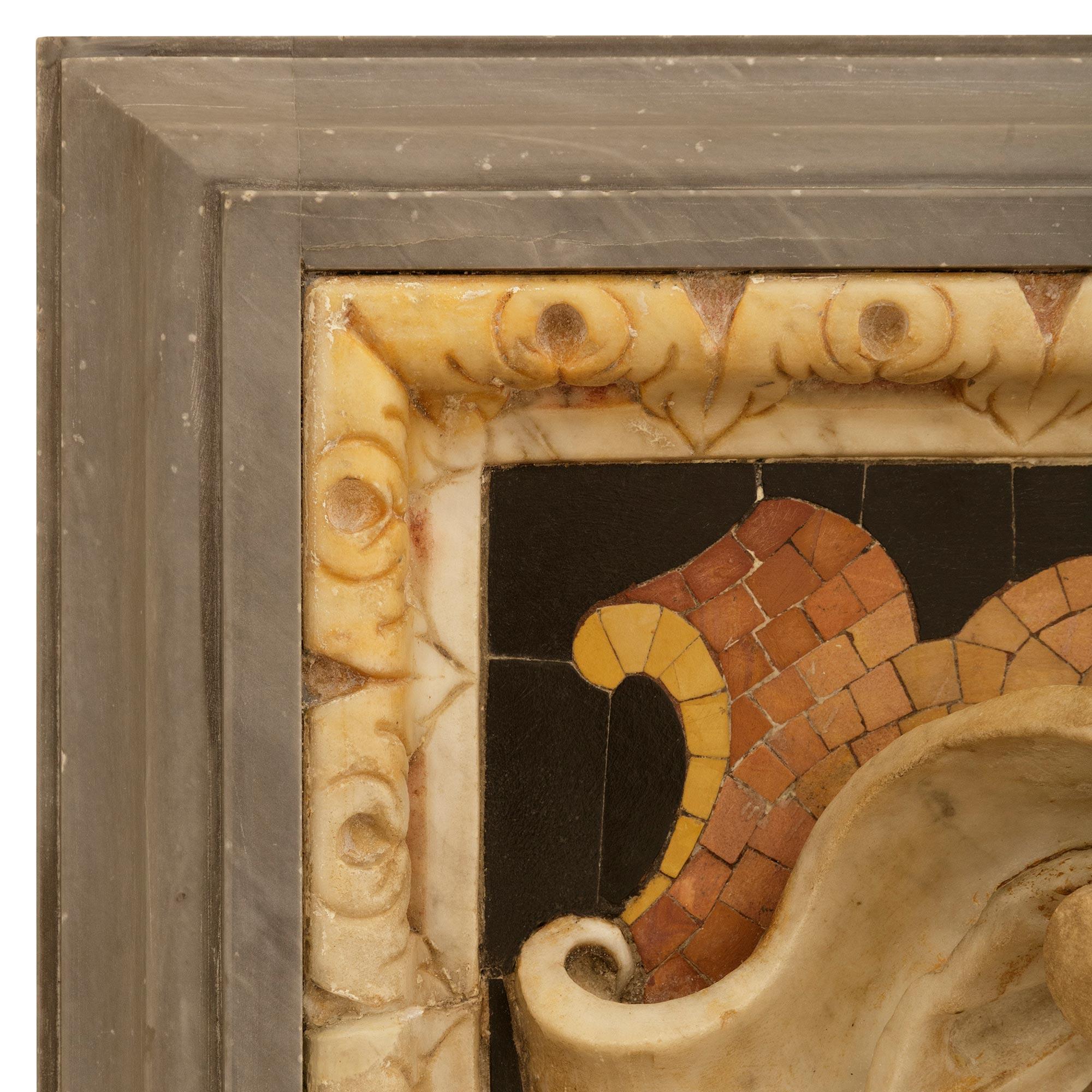 18th Century and Earlier Pair of Roman late 17th/early 18th century Baroque Period Marble crest/plaques For Sale