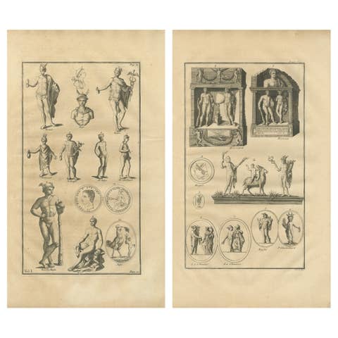 Pair of Roman Sculpture Engravings, Copper on Laid Paper, 18th Century