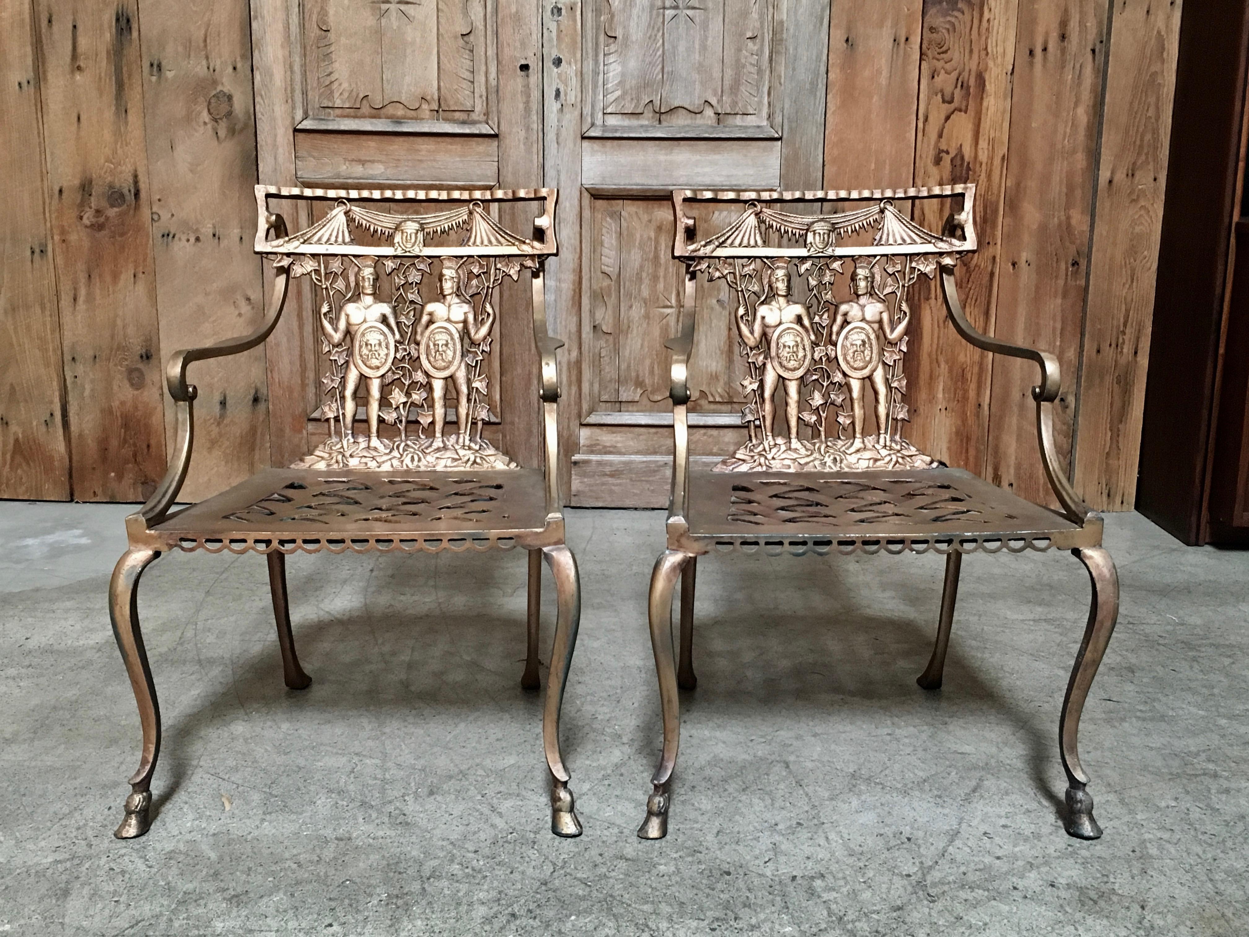 Metal Pair of Romanesque Garden Chairs