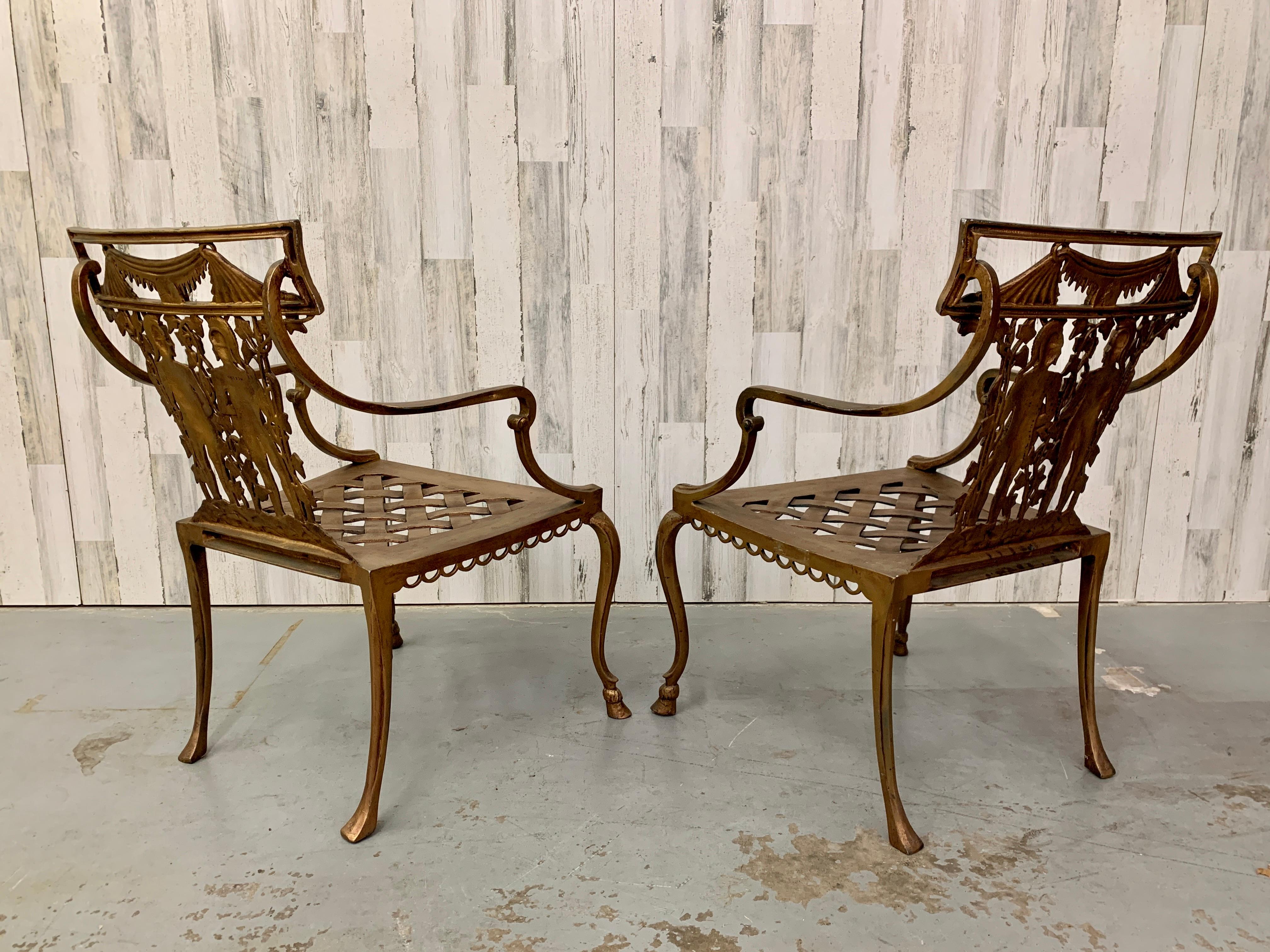 Mexican Pair of Romanesque Garden Chairs