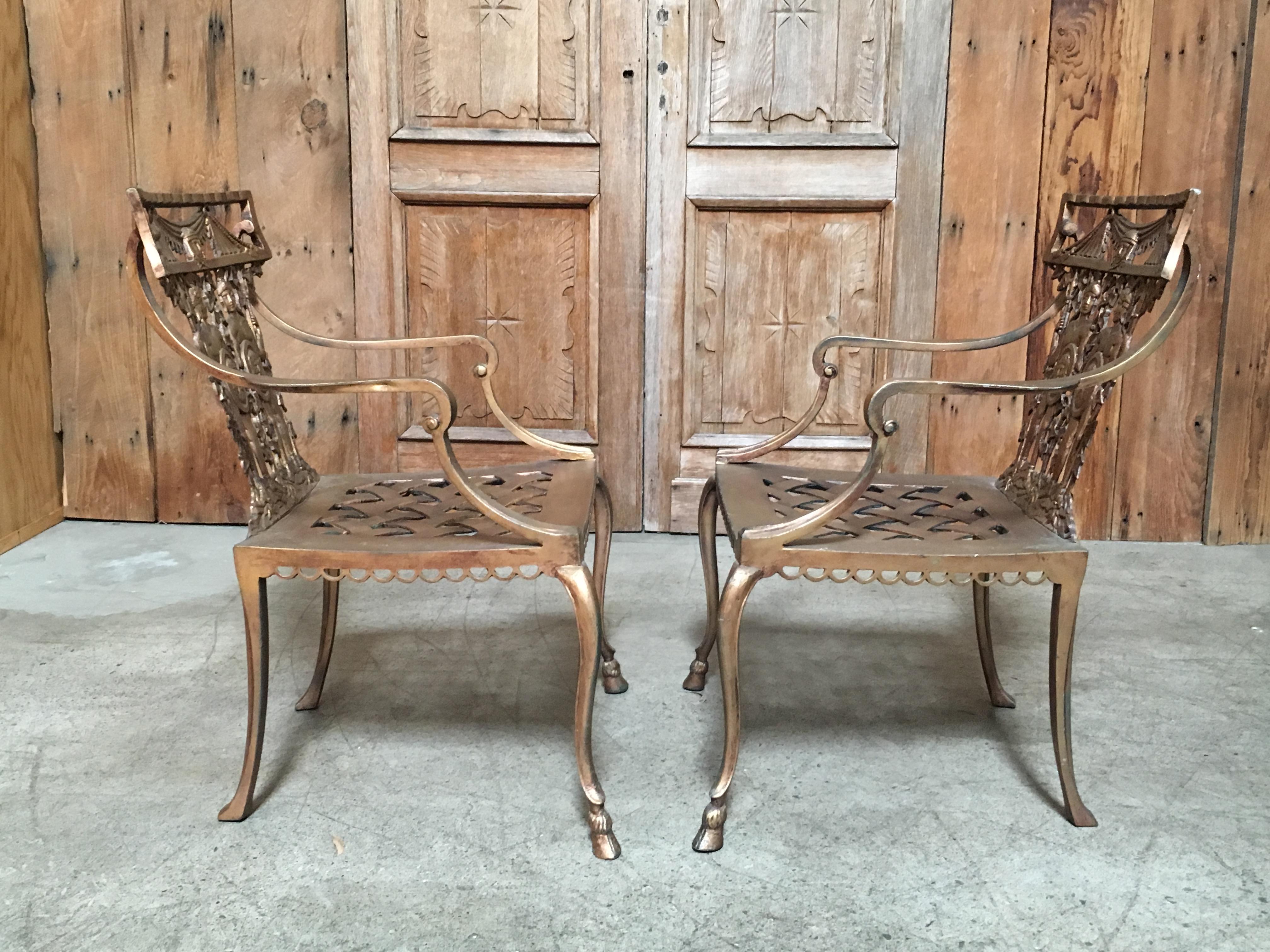 Mexican Pair of Romanesque Garden Chairs