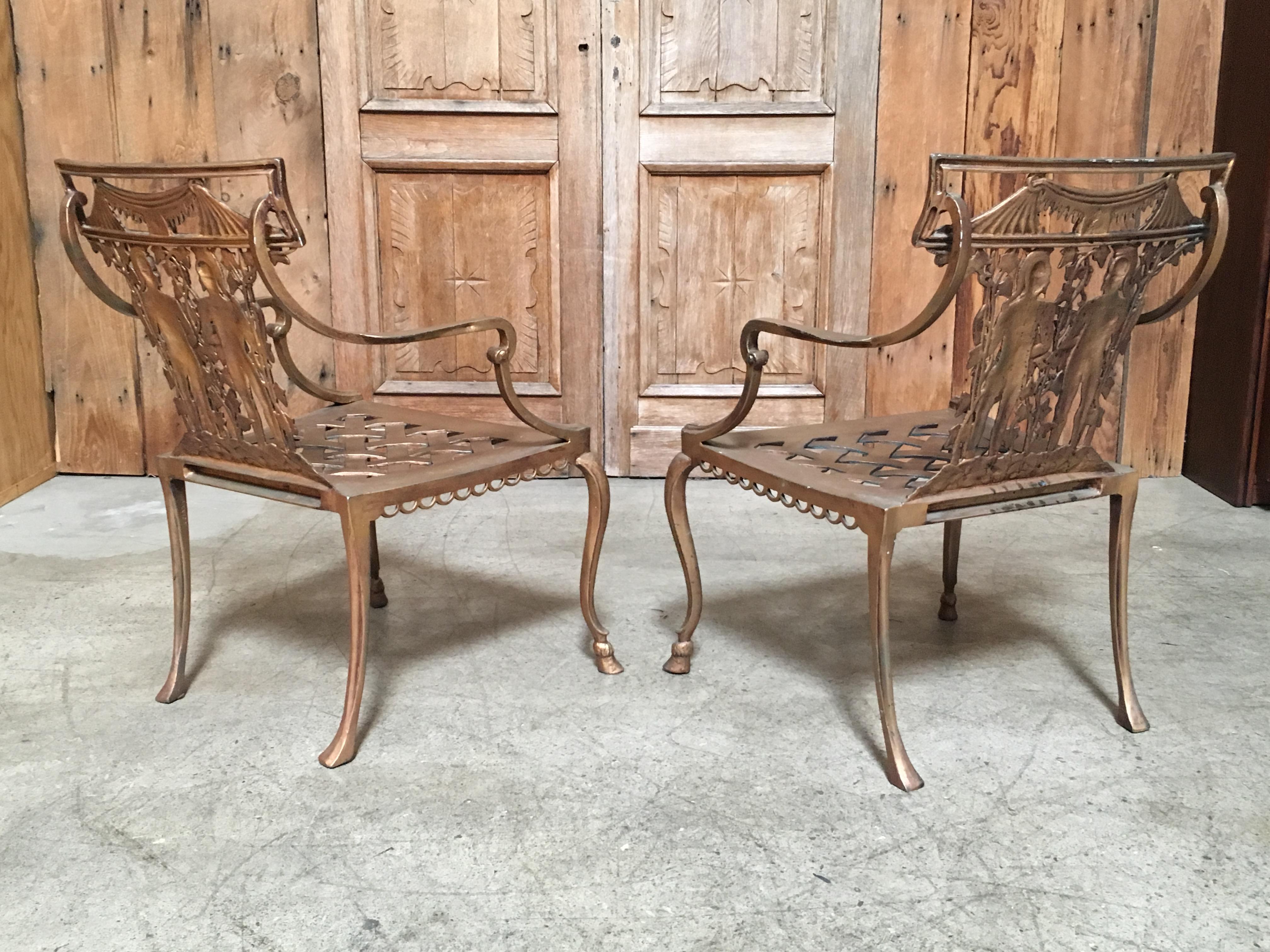 Cast Pair of Romanesque Garden Chairs