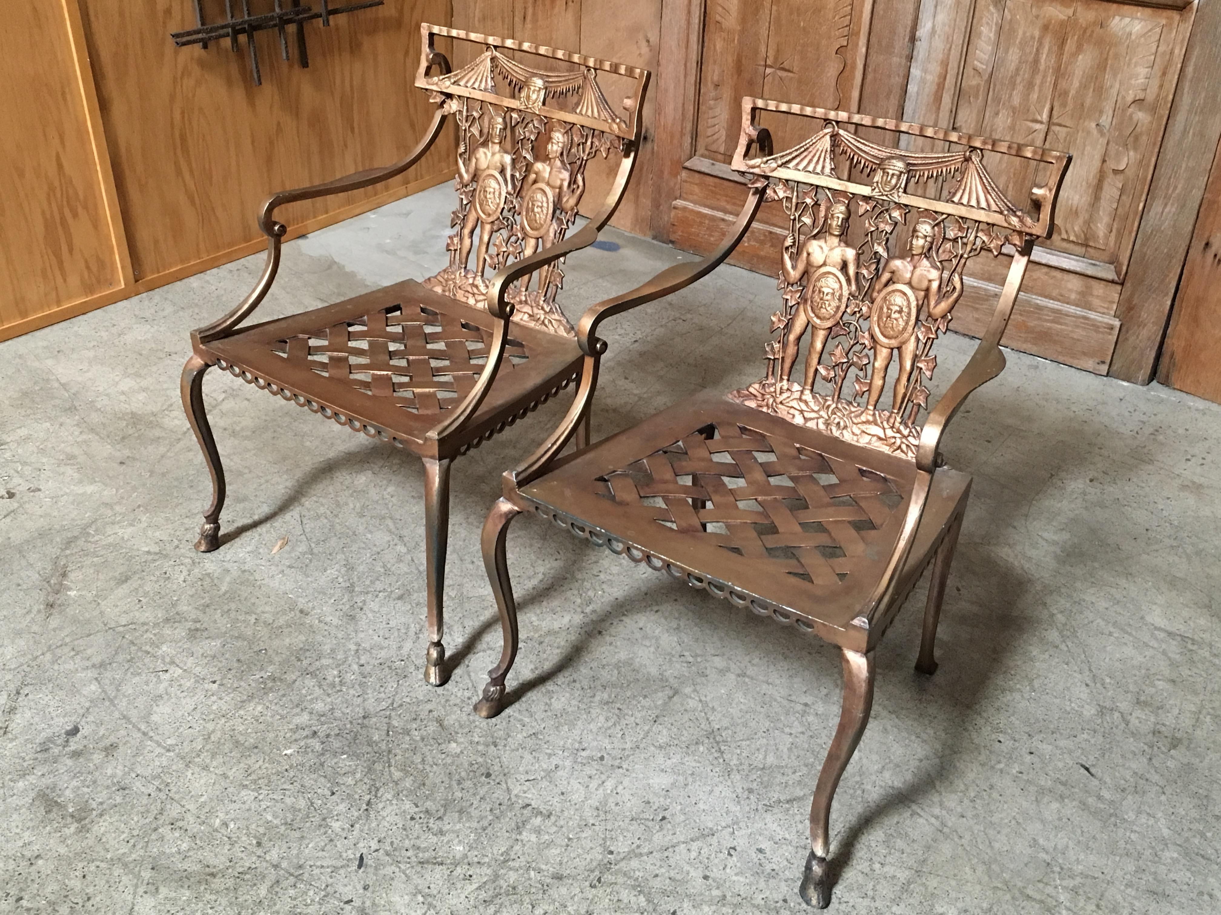 Pair of Romanesque Garden Chairs In Good Condition In Denton, TX