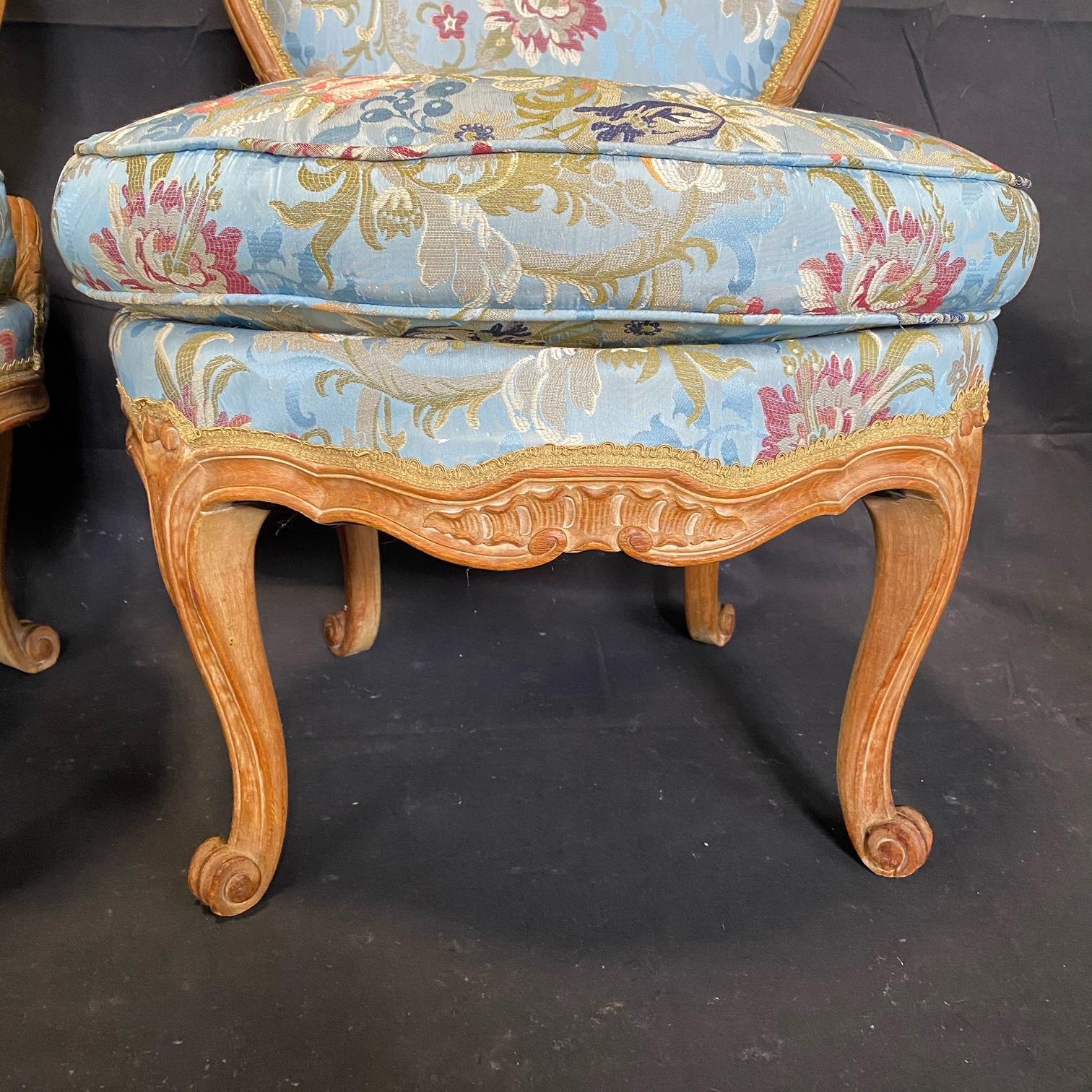 Upholstery Pair of Romantic 19th Century French Carved Walnut Slipper Chairs