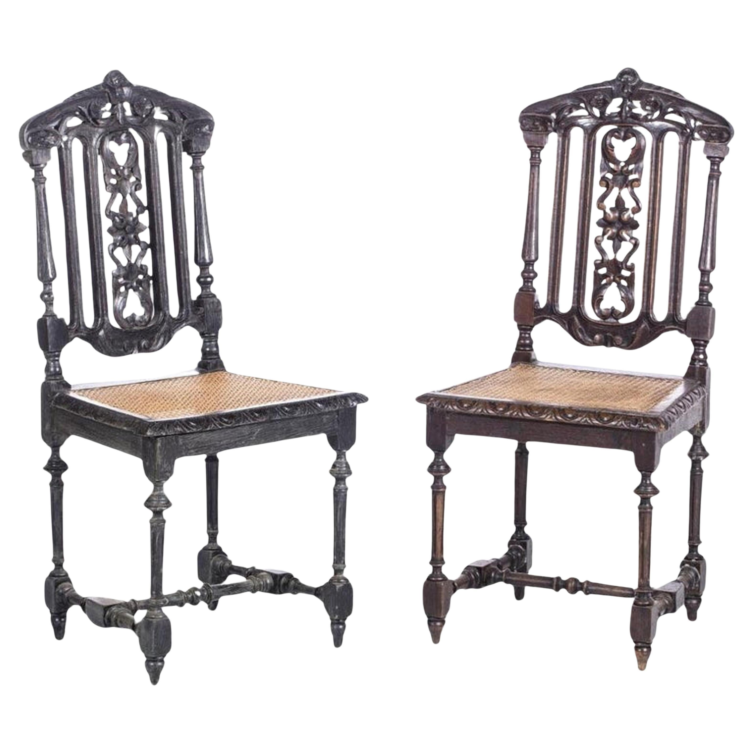 Pair of Romantic Chairs, 19th Century For Sale