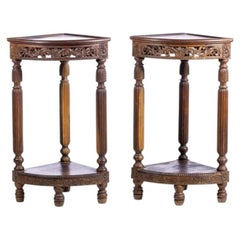 Pair of romantic corner étagères in Noble Wood - 19th century