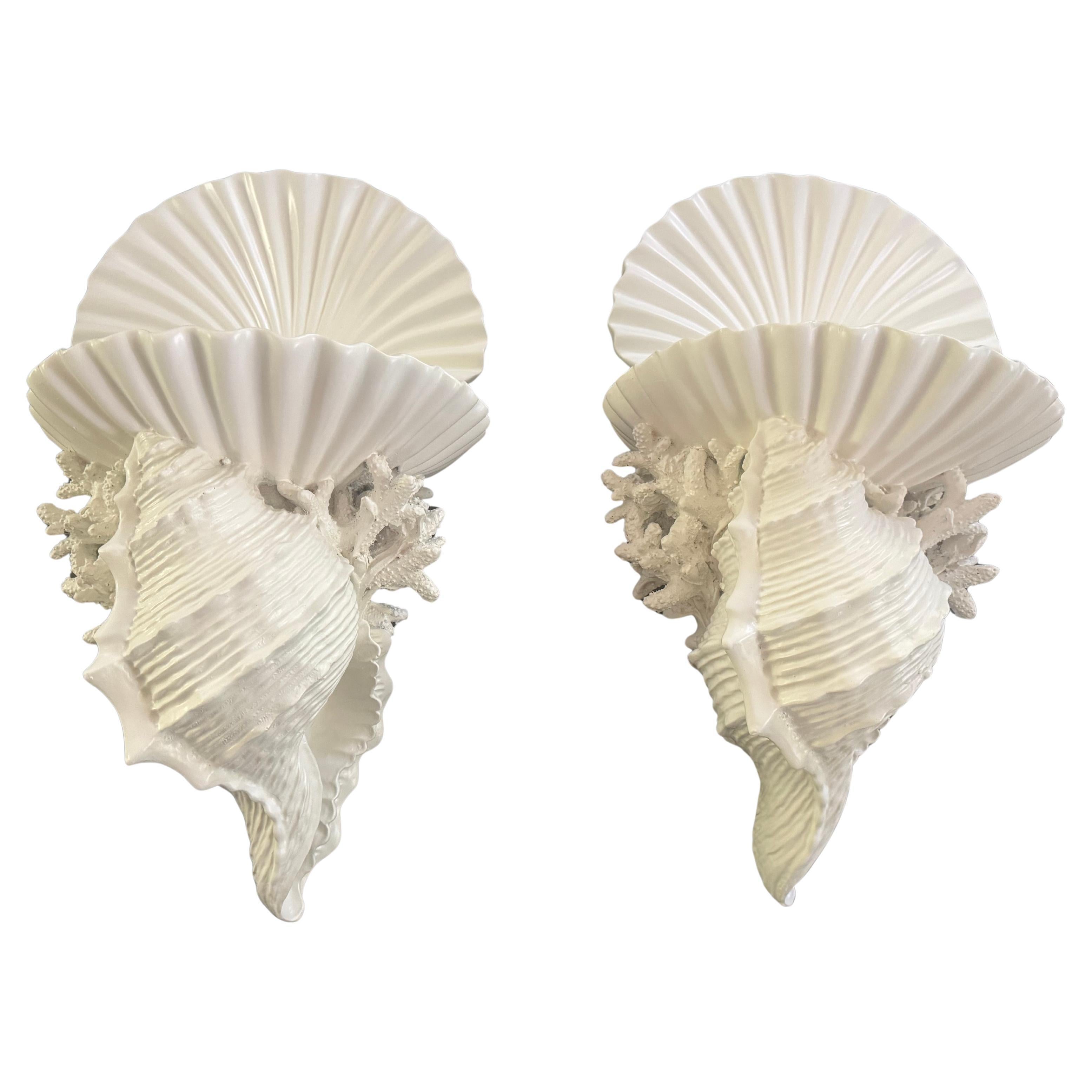 Pair of Romantic Shell Motif Wall Brackets