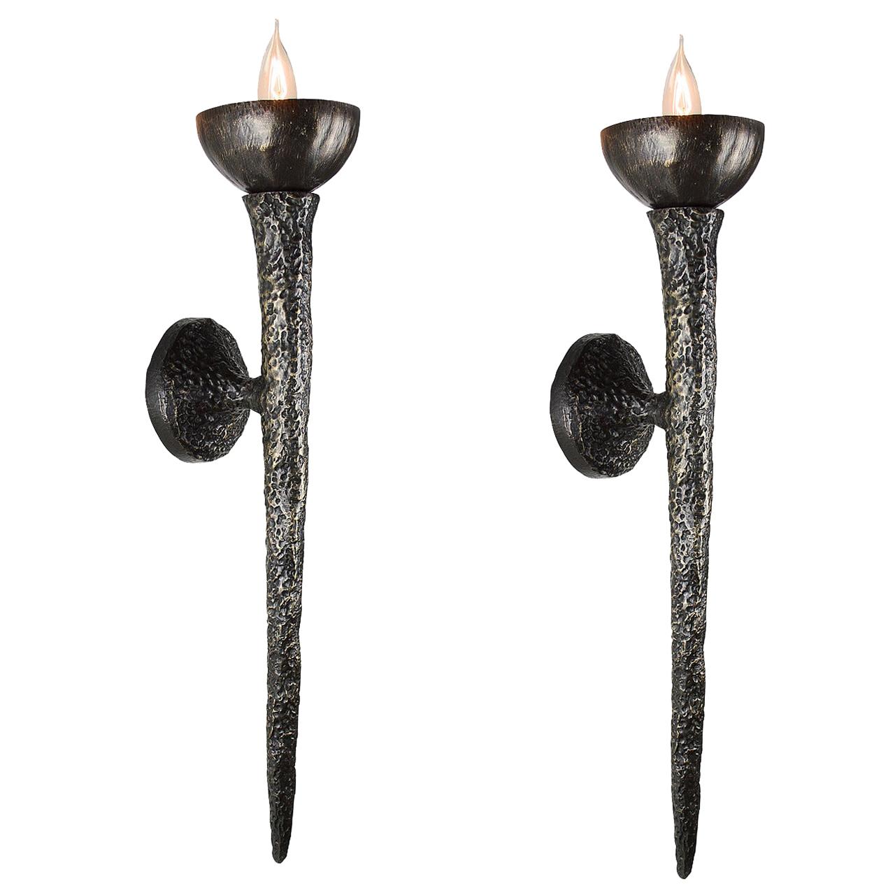 Pair of Rome Bronze Sconces For Sale