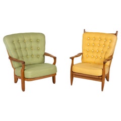 Pair of Roméo and Édouard armchairs by Guillerme et Chambron, Votre Maison, 1969