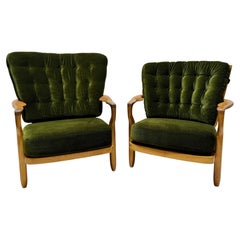 Pair of Romeo & Juliet Oak Armchairs by Guillerme et Chambron for Votre Maison