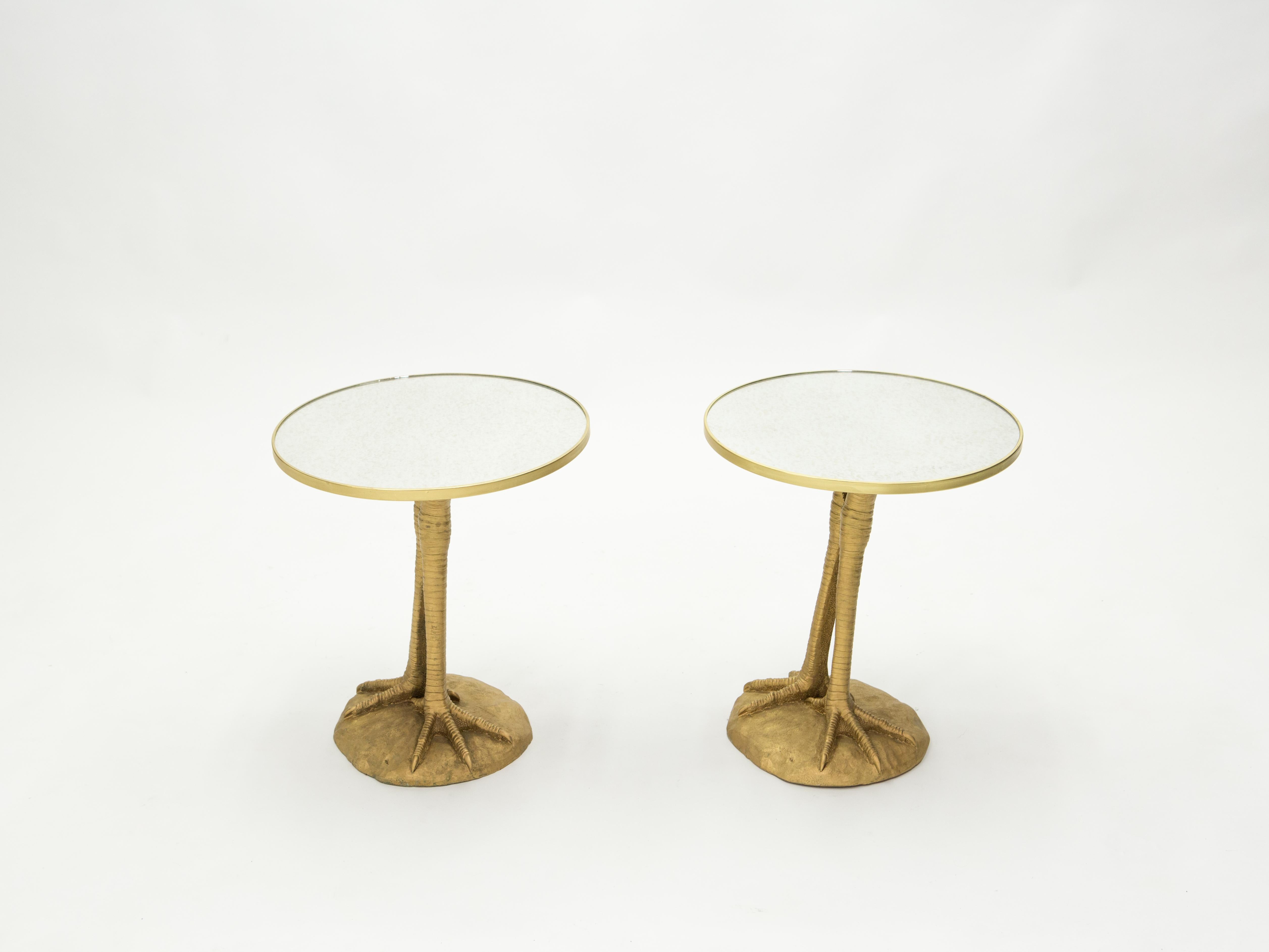 Mid-Century Modern Pair of Romeo Paris Resin Ostrich Legs Gueridon Tables, 1970s