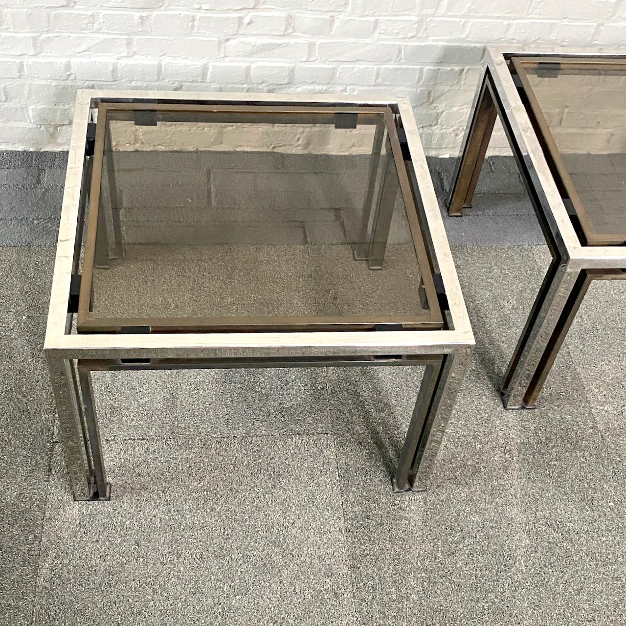 Pair of Romeo Rega chrome & brass side tables  In Good Condition For Sale In Zandhoven, BE