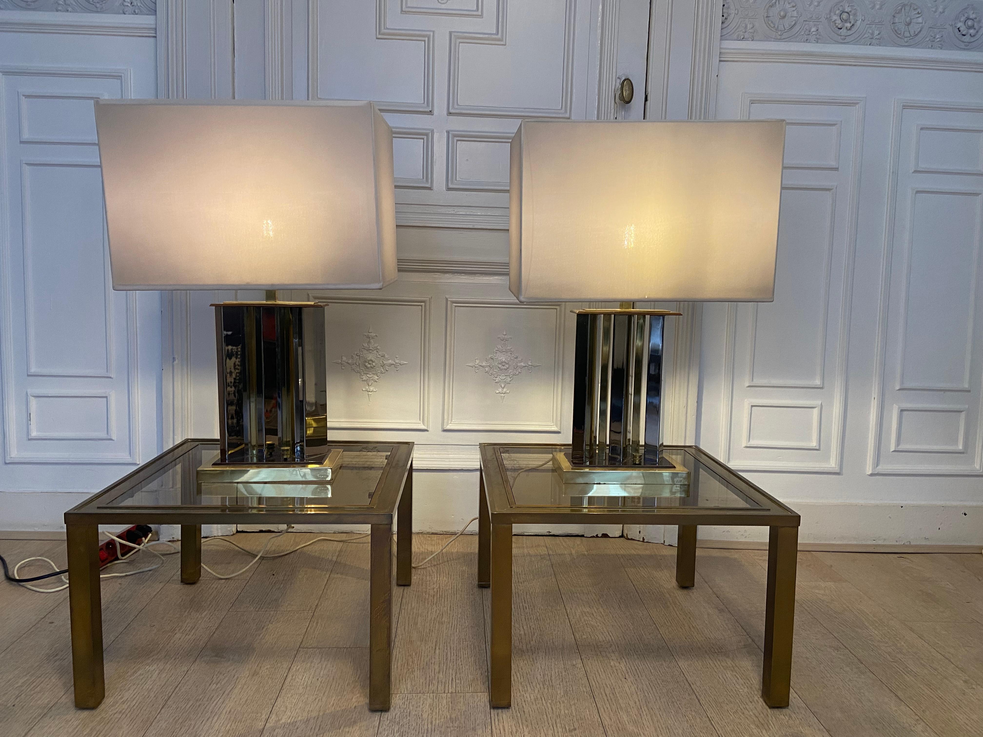 Pair of Romeo Rega lamps, signed.