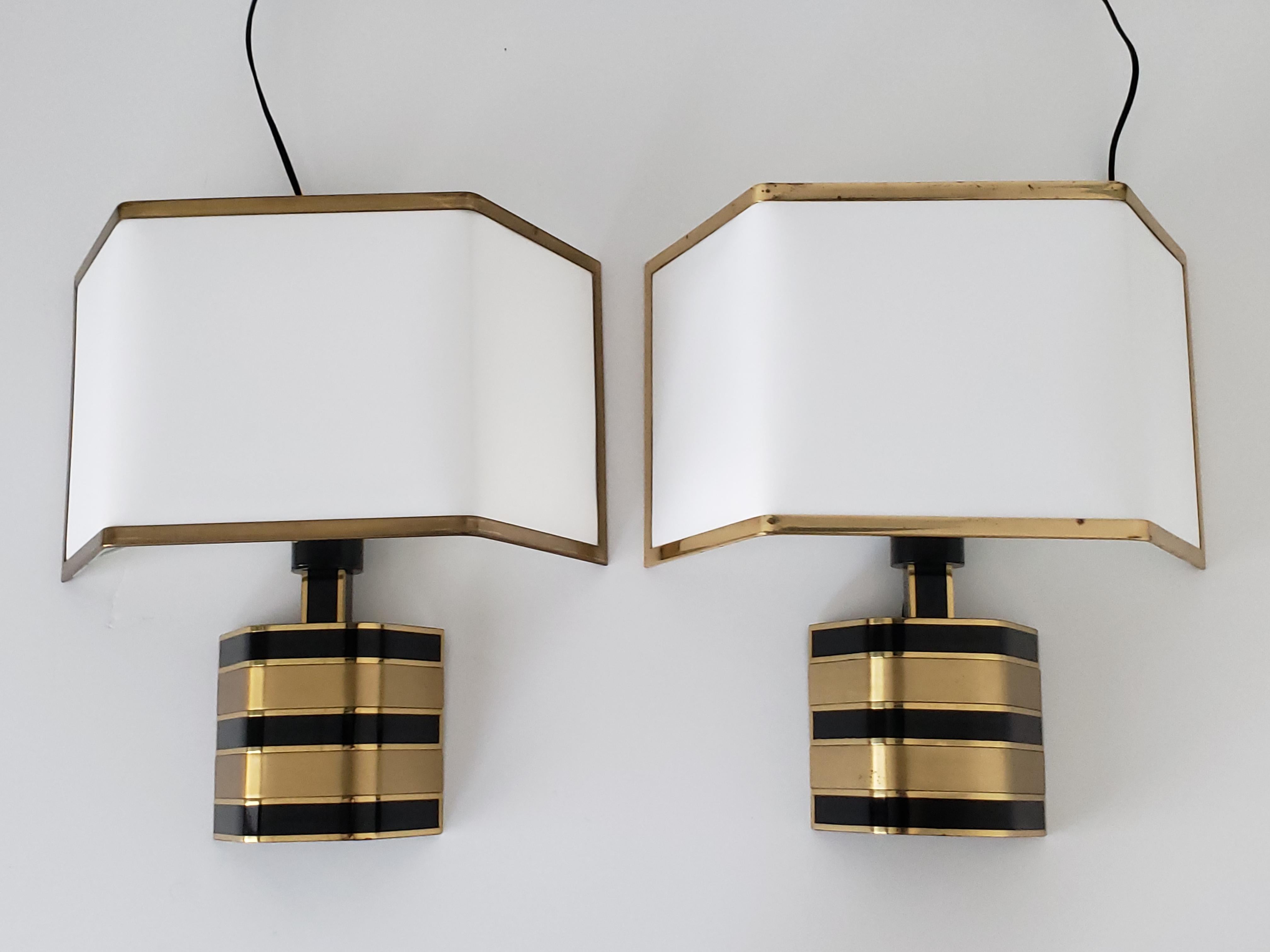 Pair of Romeo Rega Solid Brass Table Lamp, 1970s, Italia In Good Condition In St- Leonard, Quebec