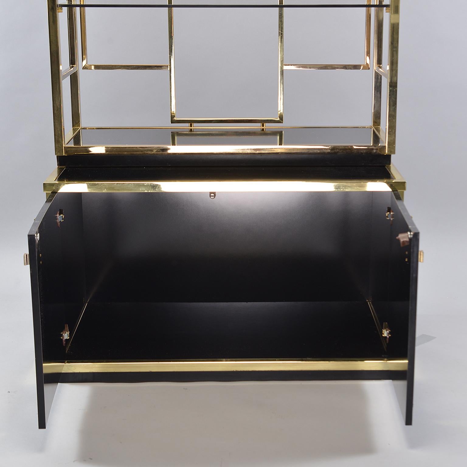 Pair of Romeo Rega Style Brass and Black Enamel Shelf Cabinets 3