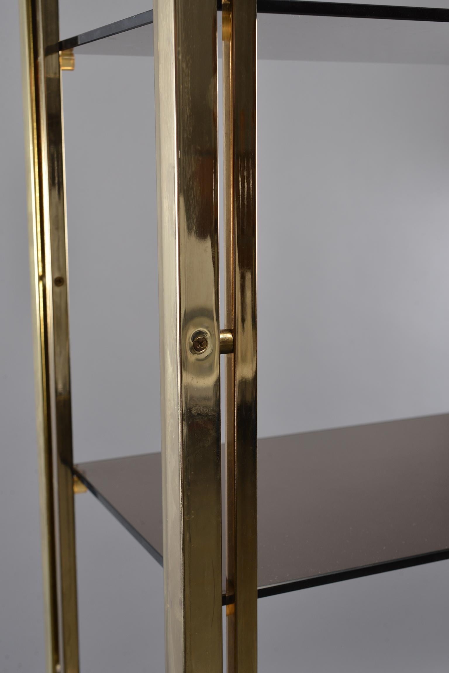 Pair of Romeo Rega Style Brass and Black Enamel Shelf Cabinets 9