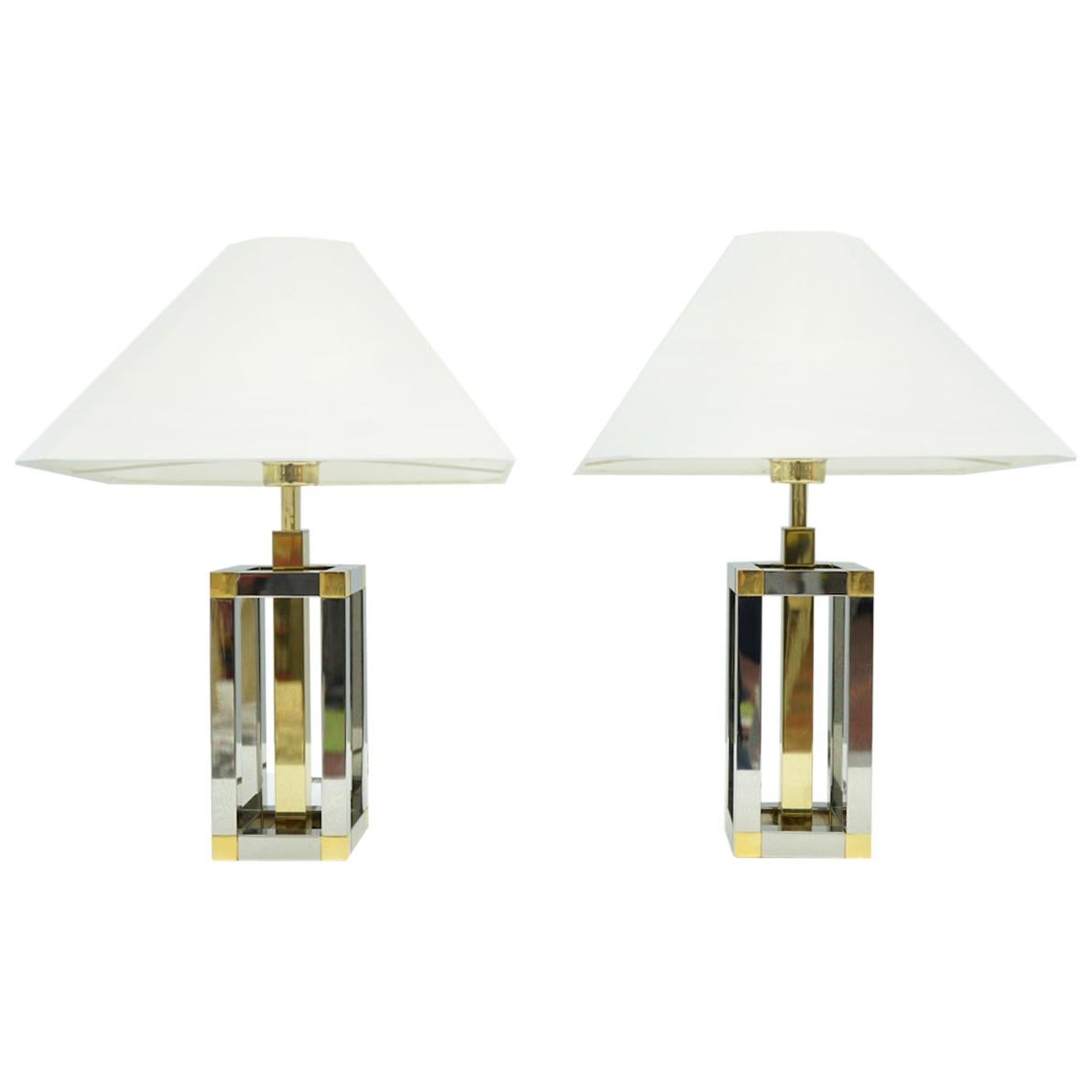 brass and chrome table lamps