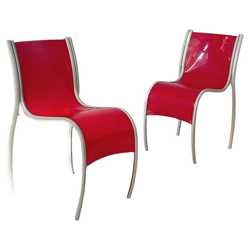 Pair of Ron Arad Red FPE Side chairs Kartell Italy  For Sale