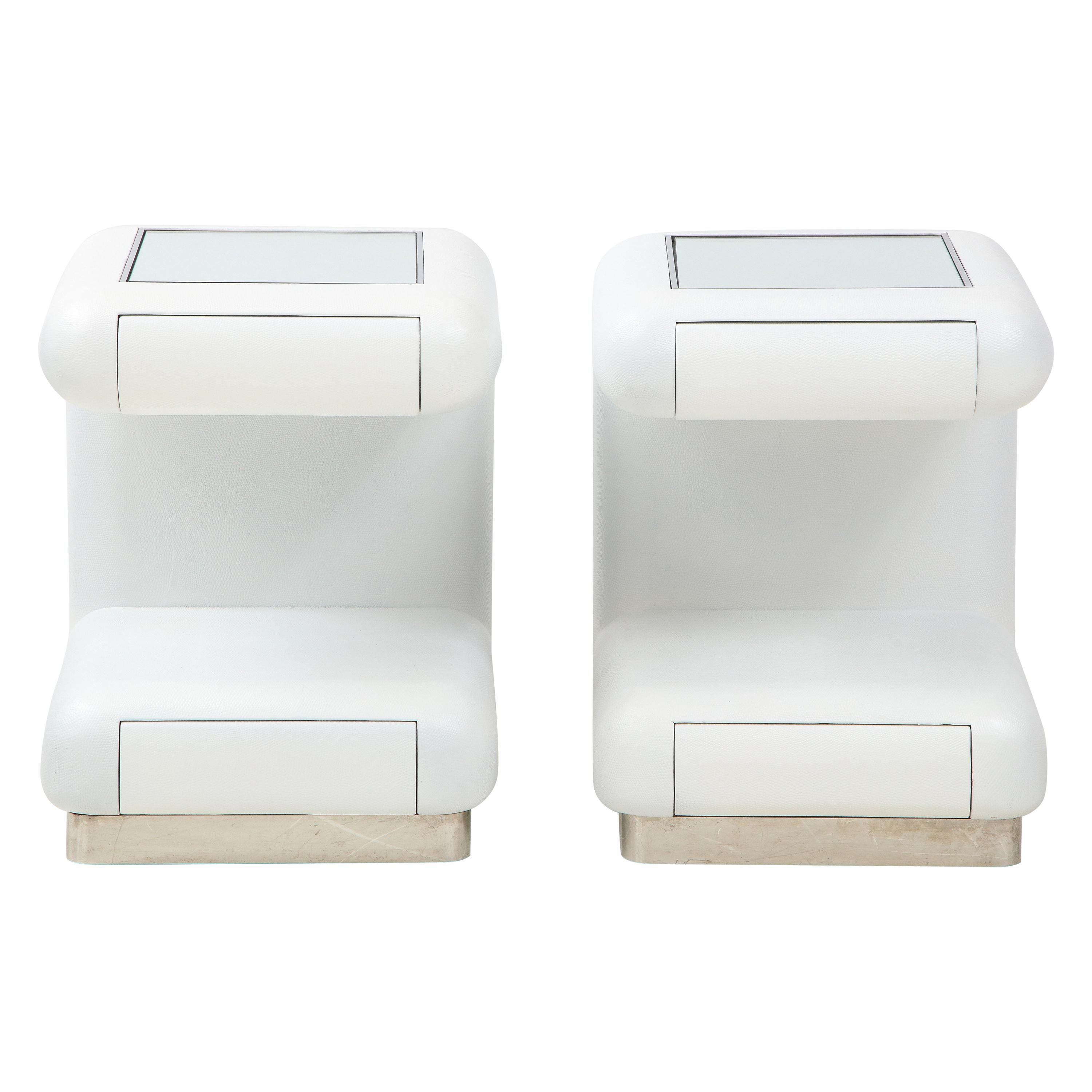 Pair Of Lucite And Glass End Tables/ Night Stands at 1stDibs