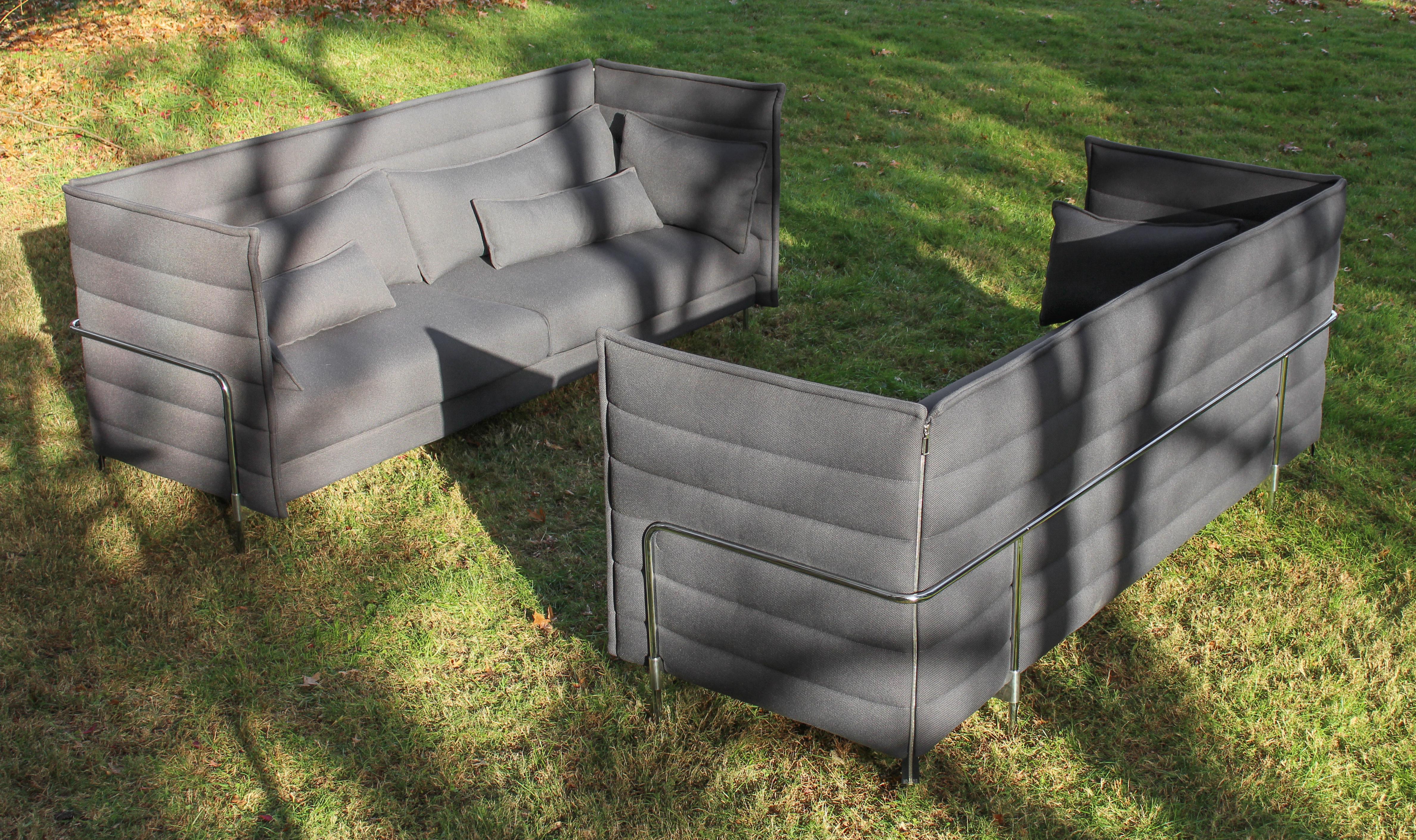Contemporary Pair of Ronan & Erwan Bouroullec for Vitra 3-Seat Alcove Sofa in Volo Mid-Grey For Sale