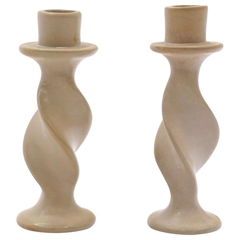 Pair of Rookwood Pottery Candlesticks, Off White / Ivory