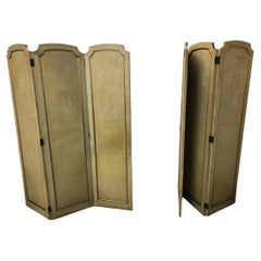 Used Pair of Room dividers in (parchment leather ) and wood , France, 1920