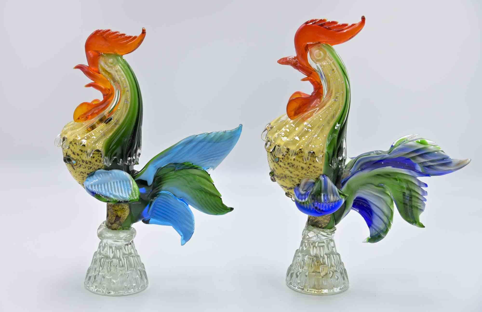 Pair of Roosters, Italy, 1980s In Good Condition For Sale In Roma, IT