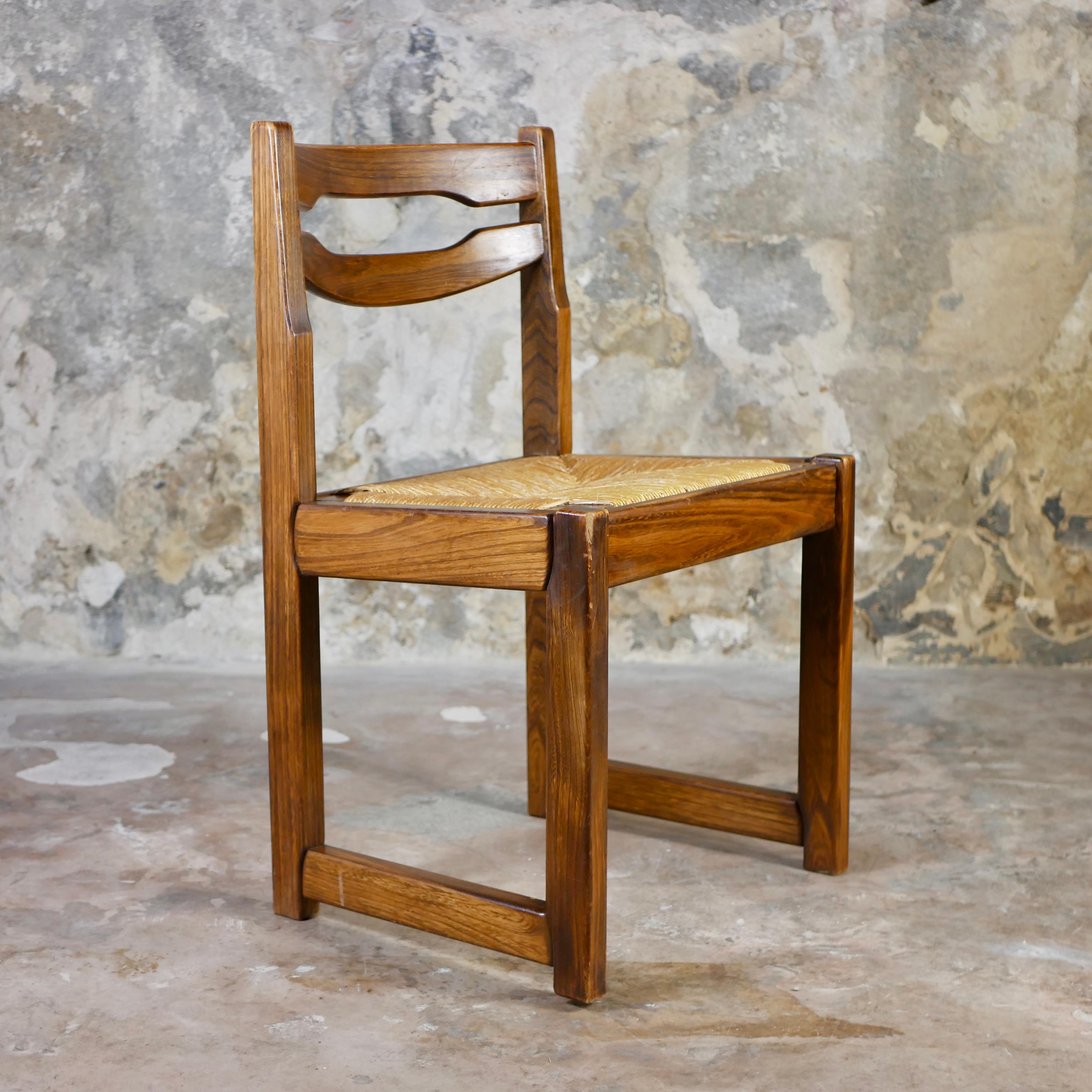 Paar Sessel aus Seil und Ulmenholz im Stil von Maison Regain, Frankreich, 1970er Jahre im Angebot 5