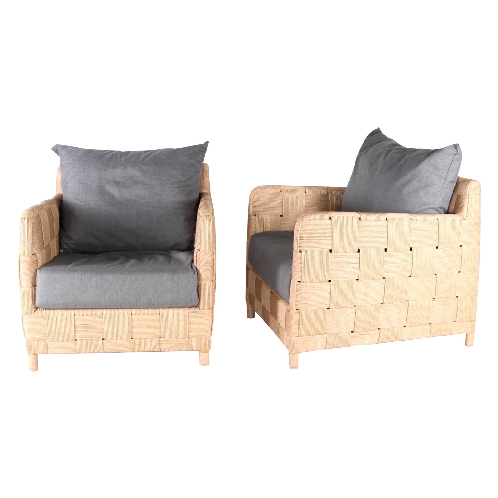 Paire de fauteuils en corde en vente