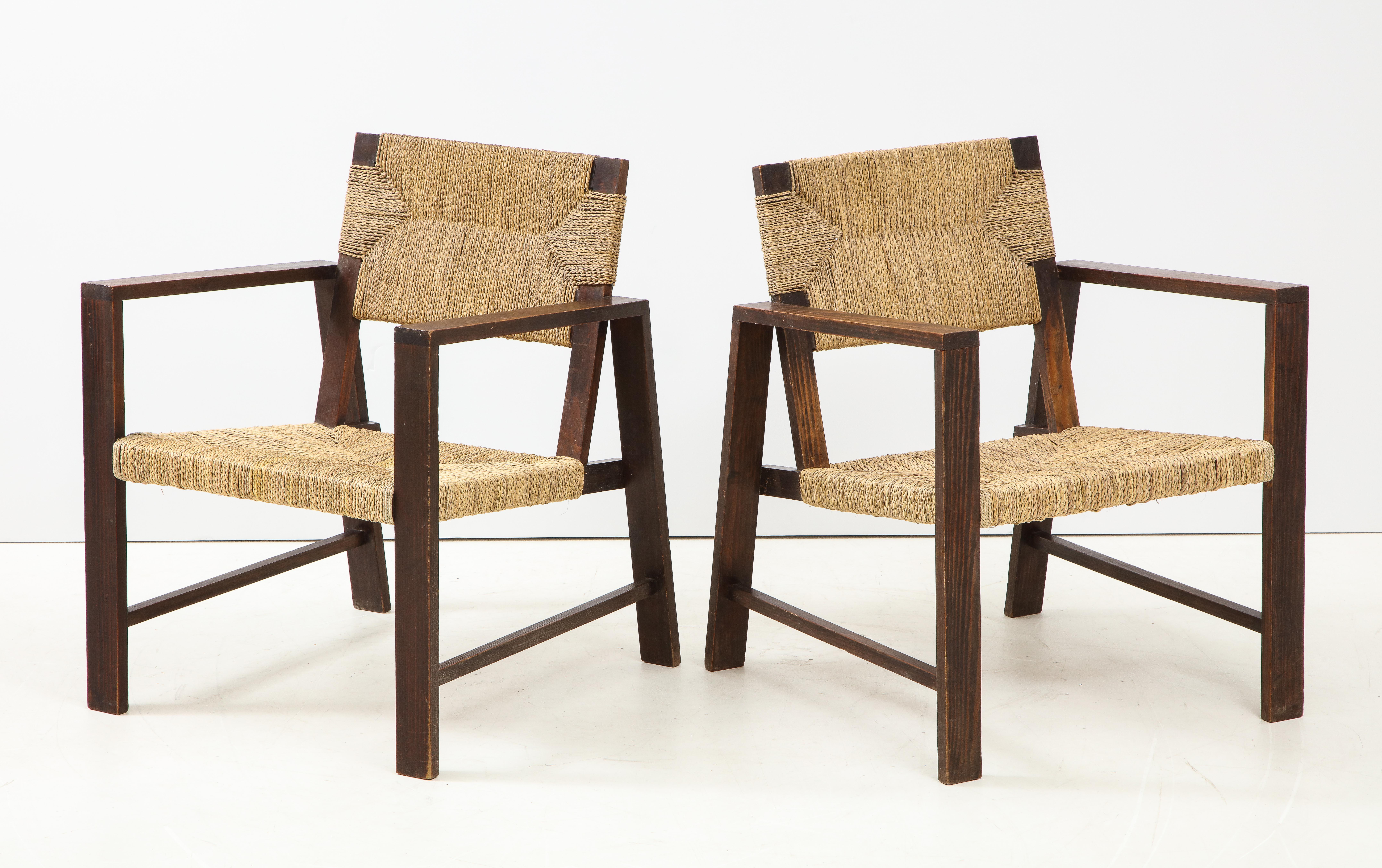 Early 20th Century Pair of Rope Armchairs, France, circa 1925