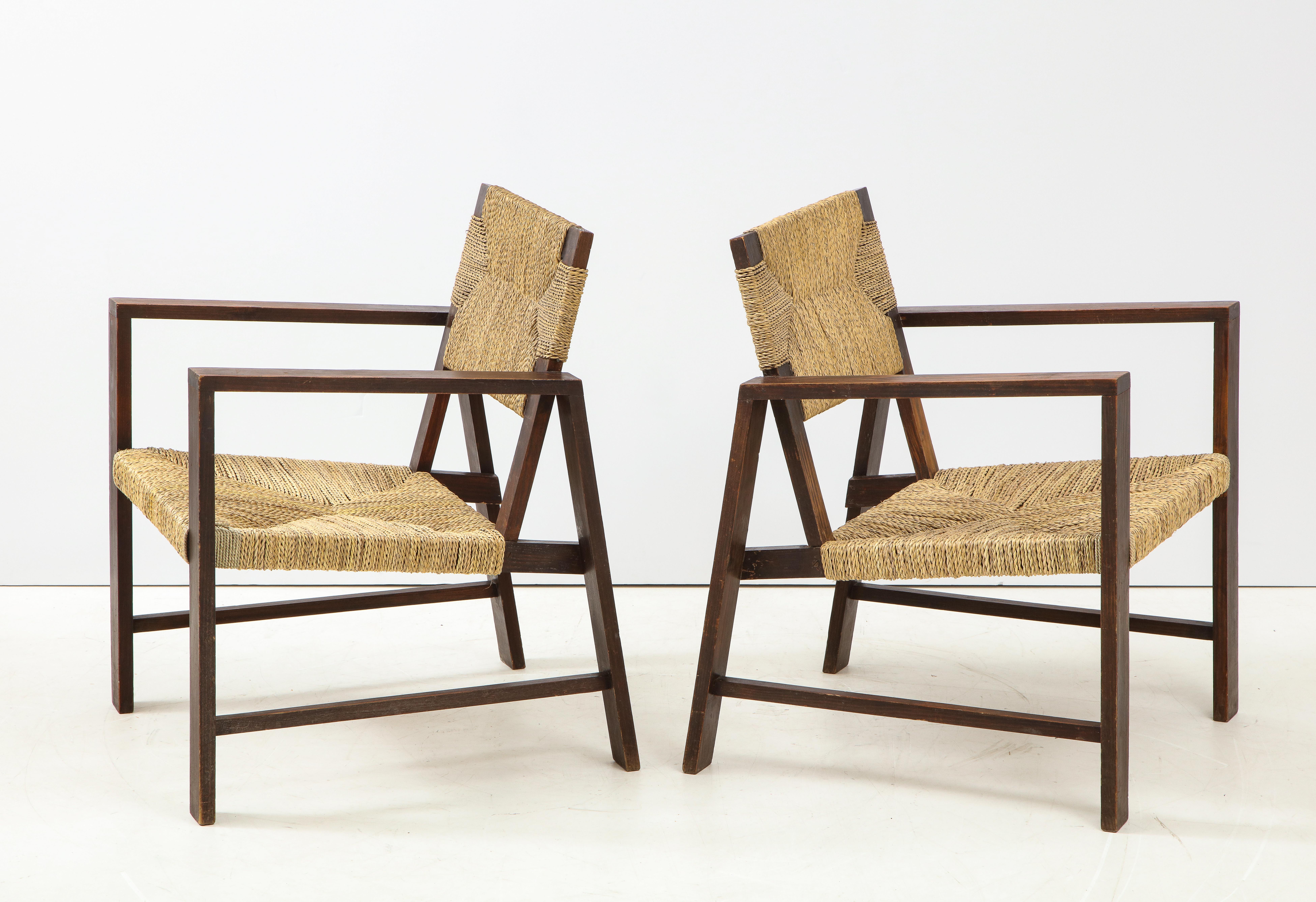 Cord Pair of Rope Armchairs, France, circa 1925