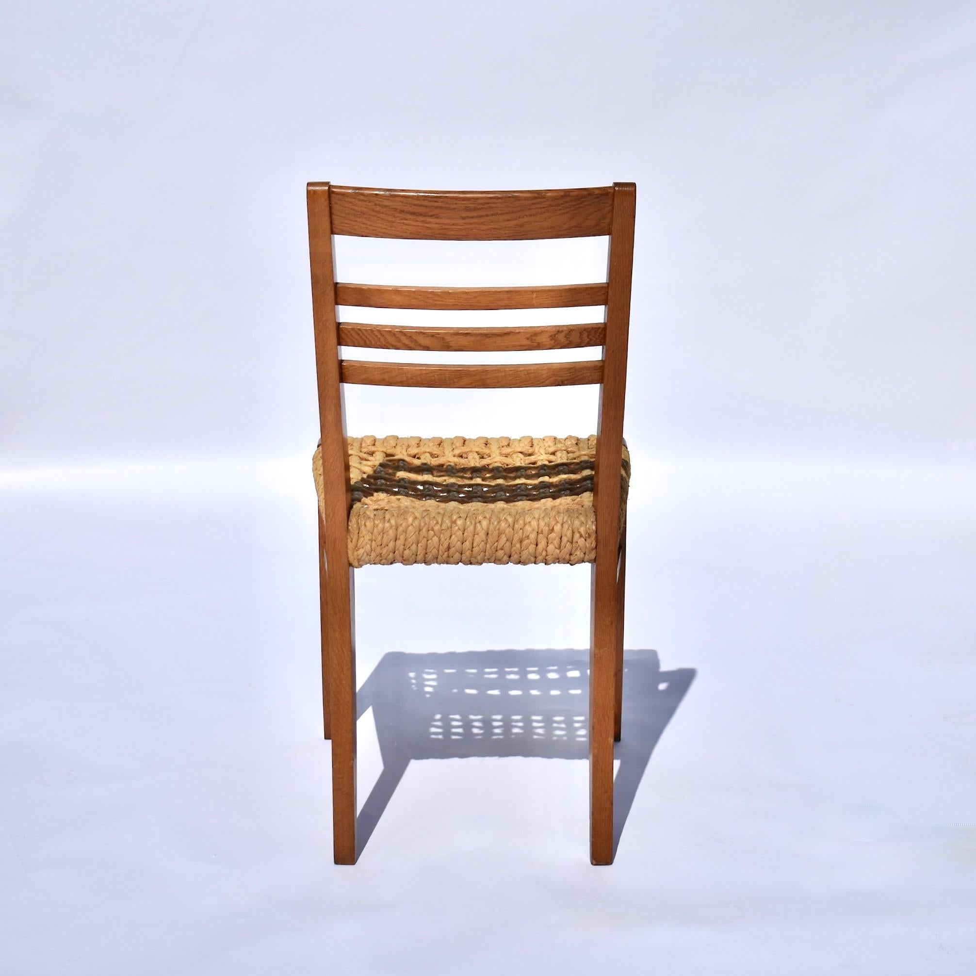 Paire de chaises en corde et Wood Wood par Frida Minet et Adrien Audoux pour Vibo Vesoul Bon état - En vente à West Palm Beach, FL