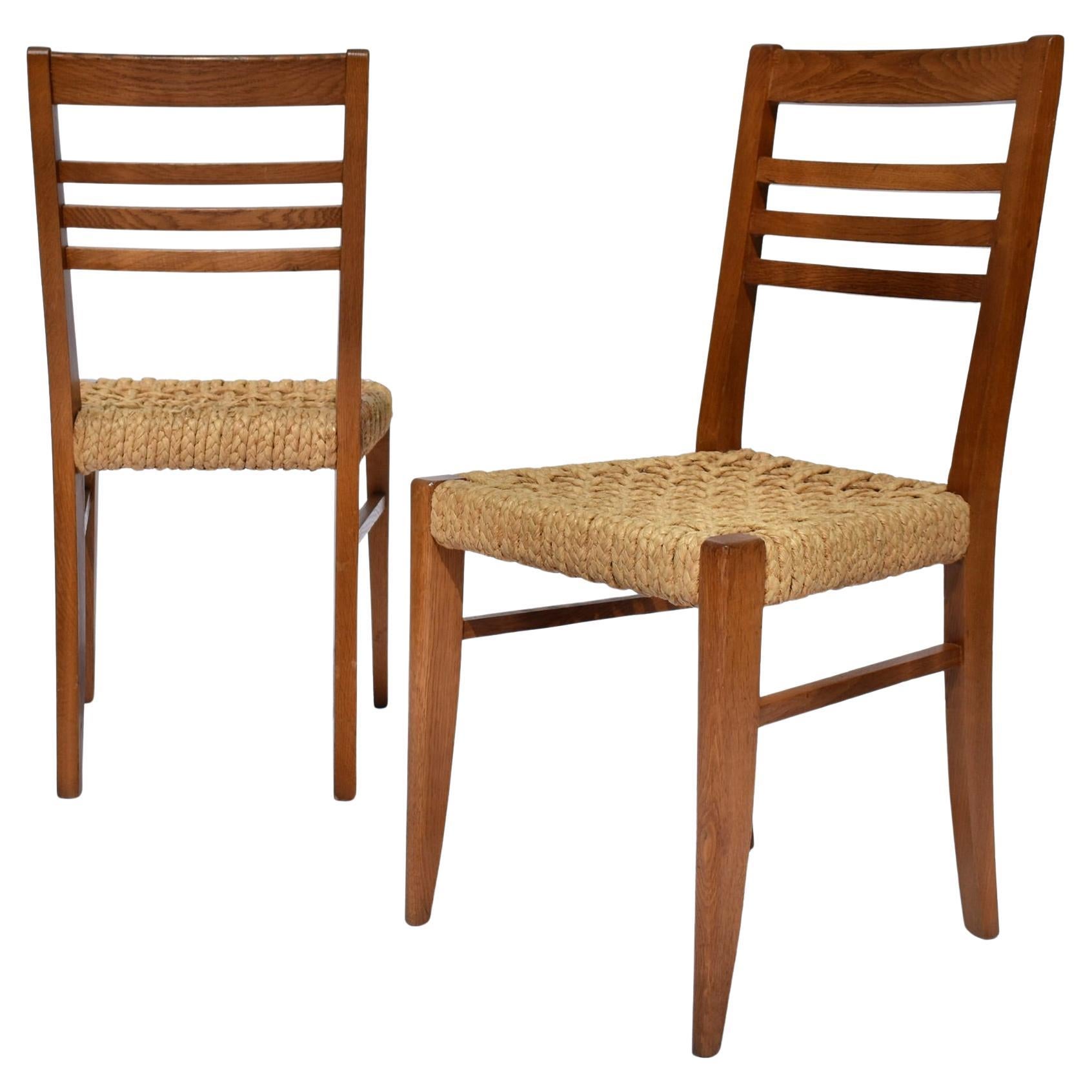 Paire de chaises en corde et Wood Wood par Frida Minet et Adrien Audoux pour Vibo Vesoul