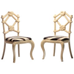 Pair of Rope Chairs from Viceroy Miami with Zebra Hide Upholstered Seats
