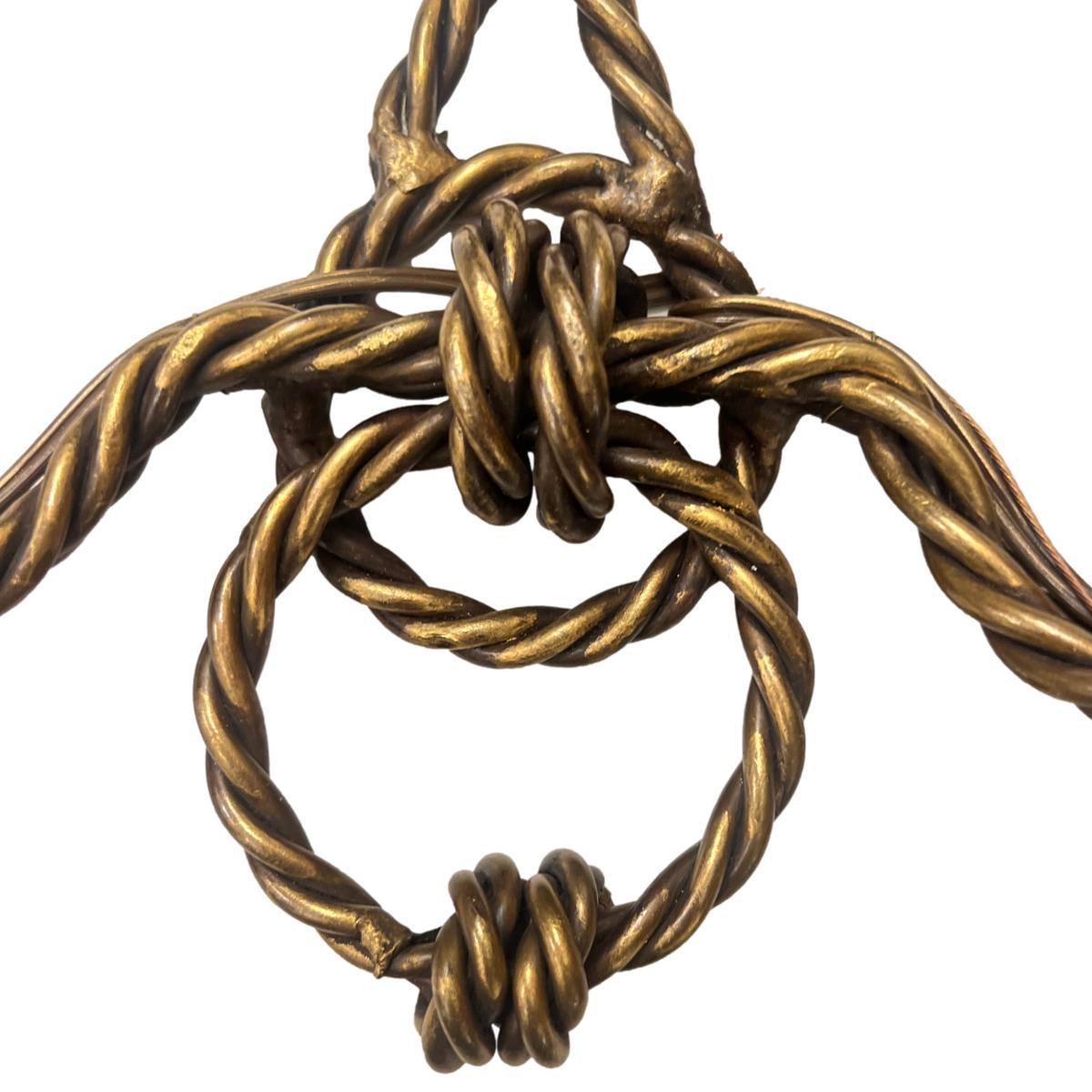 Pair of circa 1960's French rope design sconces with gilt and patinated finish

Measurements:
Height: 10.75